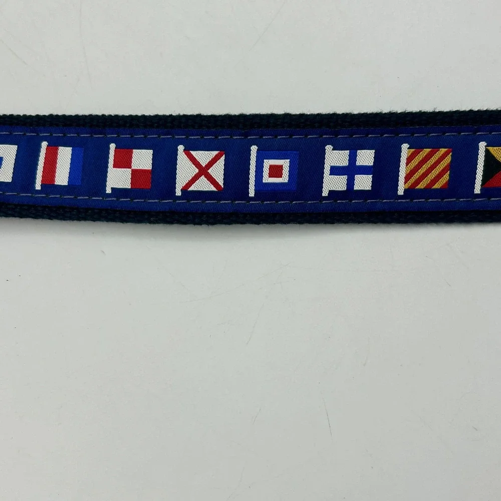 Zep-Pro Nautical Signal Flag Belt Navy Blue Mens Size 40 Leather Webbing EUC
